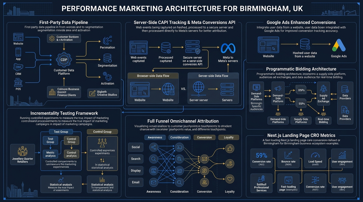 Performance Marketing in Birmingham Technical Architecture Infographic