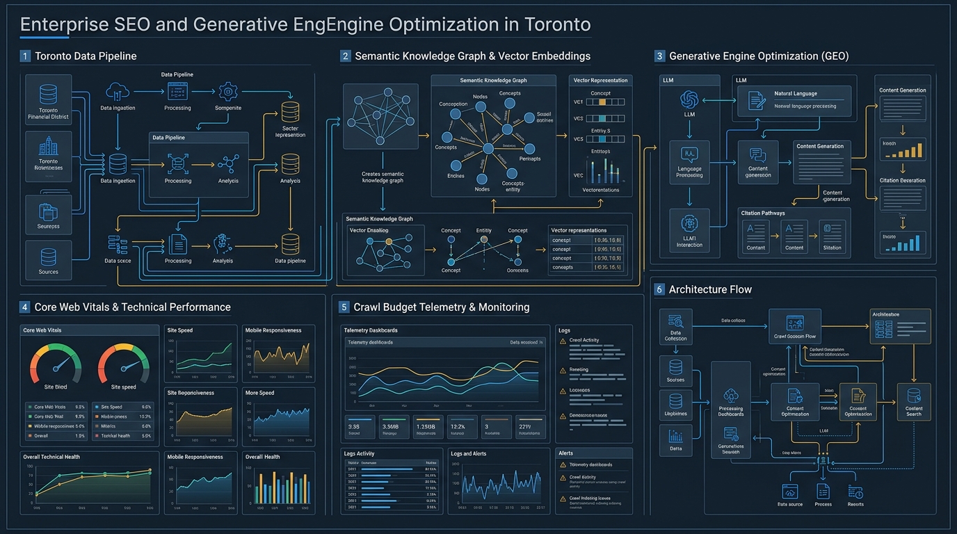 SEO and Organic Growth in Toronto Technical Architecture Infographic