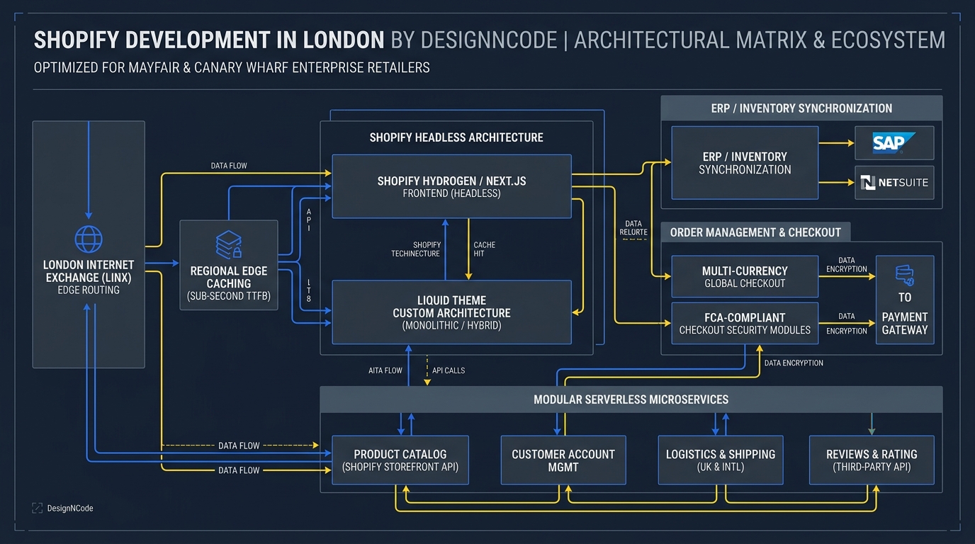 Shopify Development in London Technical Architecture Infographic