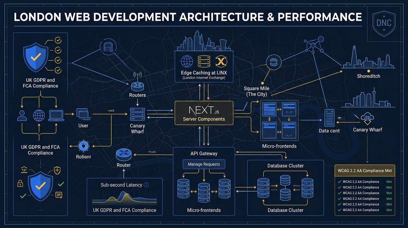 Web Development in London Technical Architecture Infographic