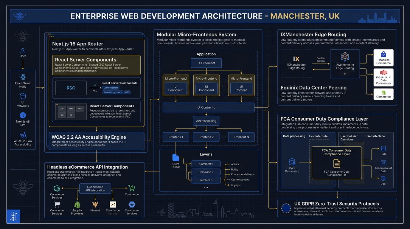 Web Development in Manchester Technical Architecture Infographic